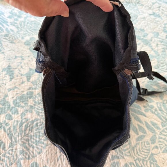 Vintage JanSport Navy Blue & Brown Canvas Backpack Made in the USA - Picture 4 of 5